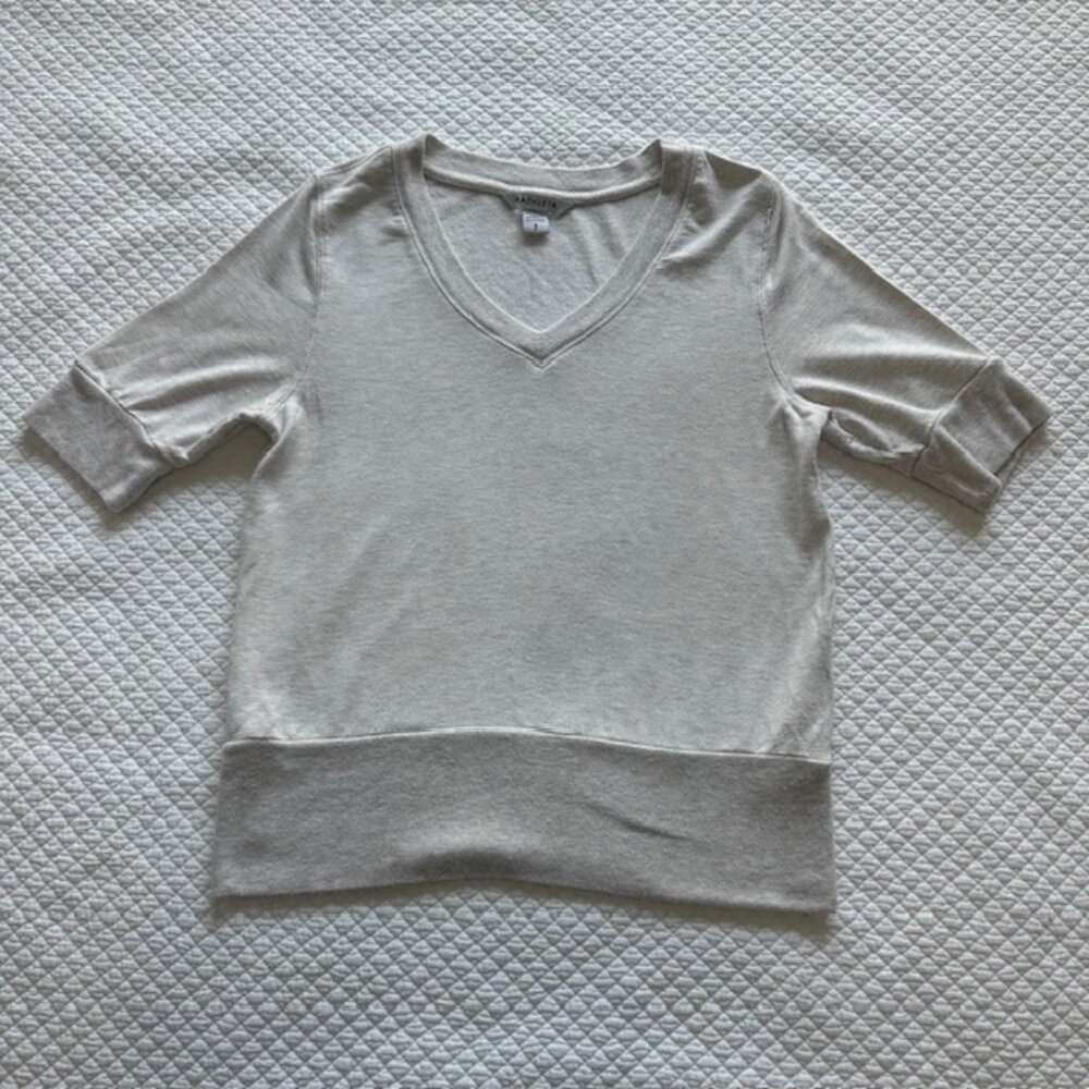 Athleta Women's Step Ahead Short Sleeve V-Neck Sweater Sz S